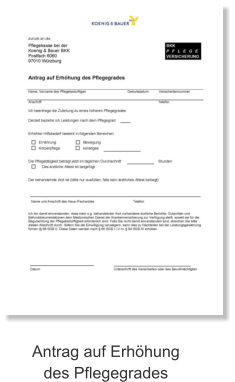 Antrag auf Erhöhung des Pflegegrades