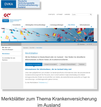 Merkblätter zum Thema Krankenversicherungim Ausland